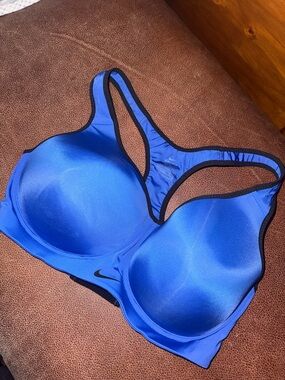 Nike Blue Racerback Molded Sports Bra with Black Trim 34DD